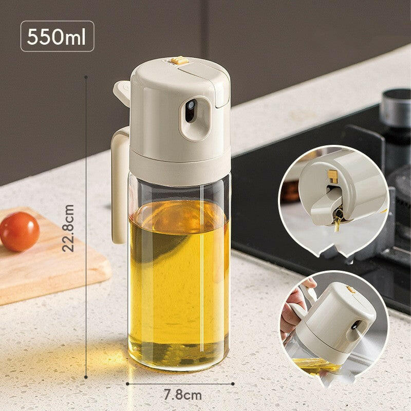 550ml 2 in 1 oil sprayer for convenient kitchen storage with easy spray mechanism