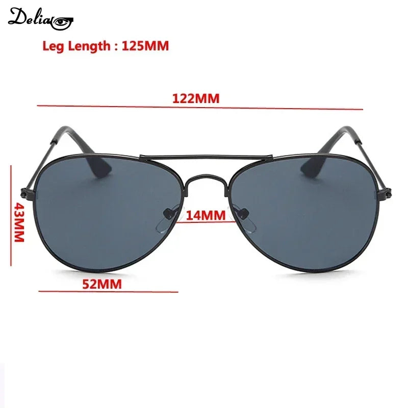 Stylish black aviator sunglasses with a sleek design for kids featuring colorful reflective eyewear for kids