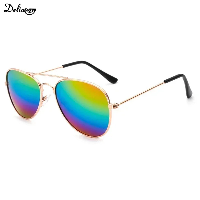 Colorful reflective eyewear for kids with a stylish design and vibrant mirrored lenses