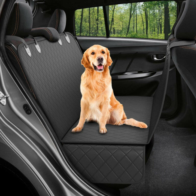 Durable dog car seat cover with quilted design, perfect for keeping cars clean and pet-friendly
