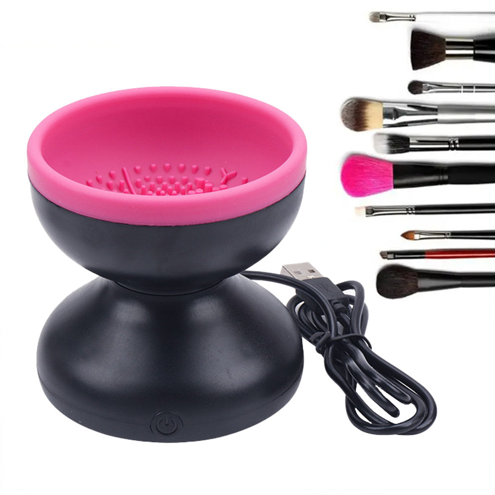 Mystore electric makeup brush cleaner featuring ergonomic design with a USB charging cable for efficient cleaning