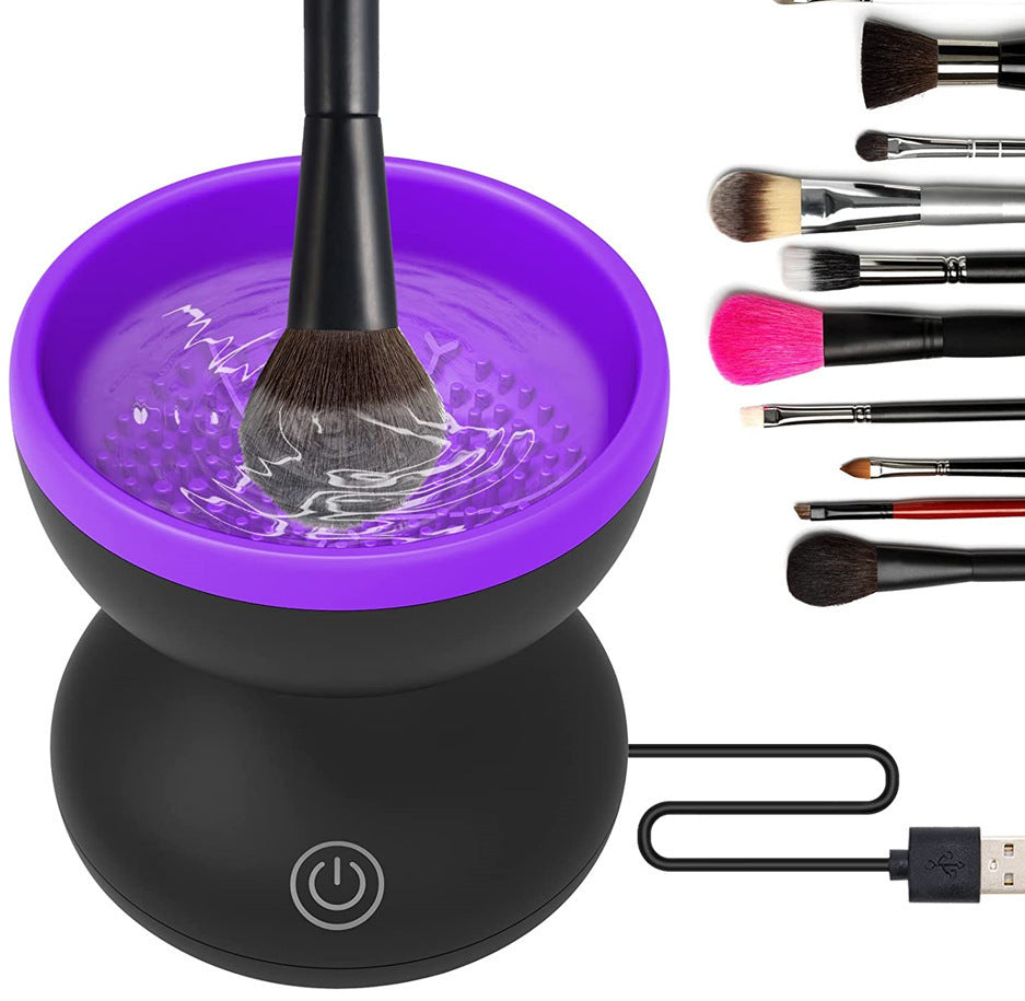 Electric makeup brush cleaner with a sleek design for efficient brush cleaning and quick drying