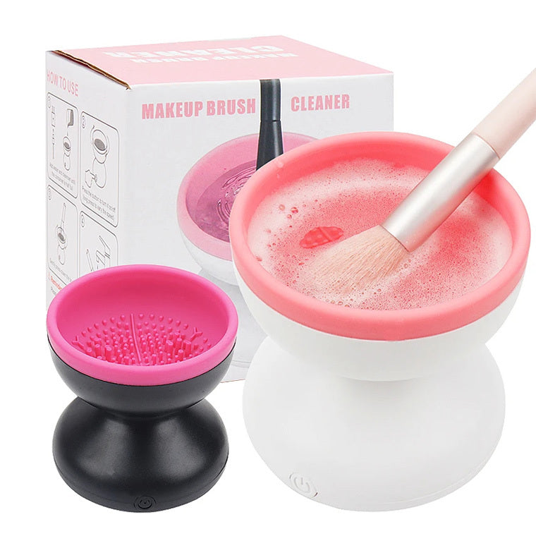 Mystore electric makeup brush cleaner with dual bowls for effective cleaning and drying of beauty tools