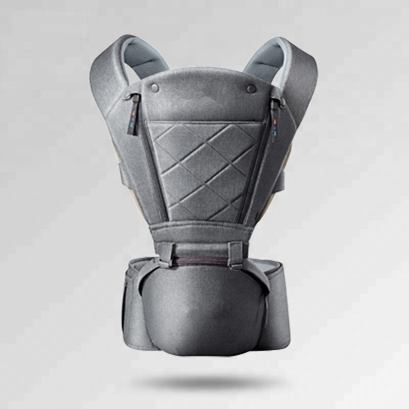 Mystore ergonomic baby carrier in grey with padded support for comfortable carrying
