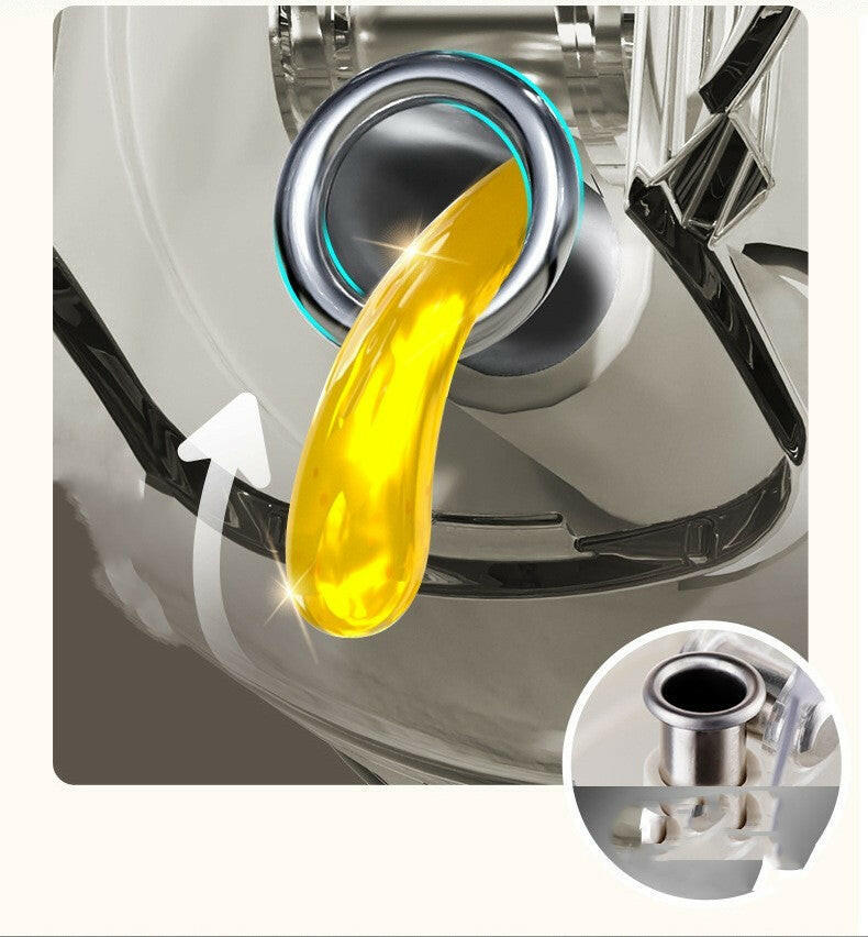 2 in 1 oil sprayer with a stainless steel nozzle dispensing oil for easy kitchen storage and cooking