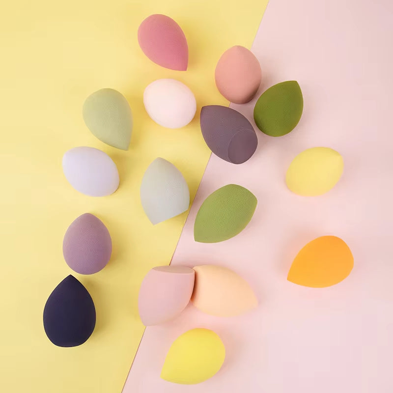 Colorful makeup sponge set from Mystore featuring various shapes and sizes for flawless application