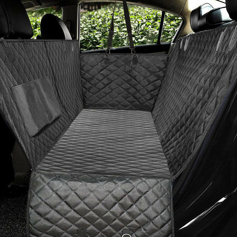 Durable dog car seat cover in gray color designed to protect your car's interior from pet hair and dirt