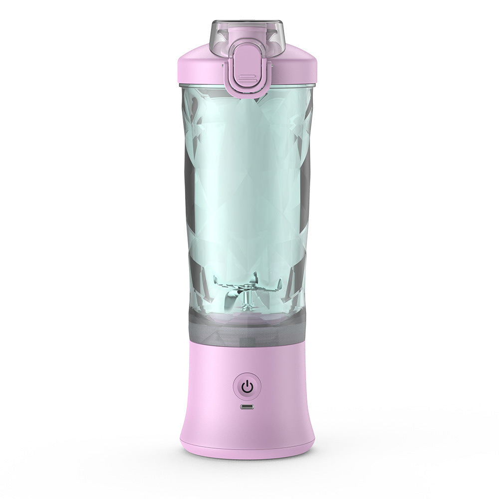 Mystore portable blender juicer in pink with a sleek design for making smoothies and juices on the go