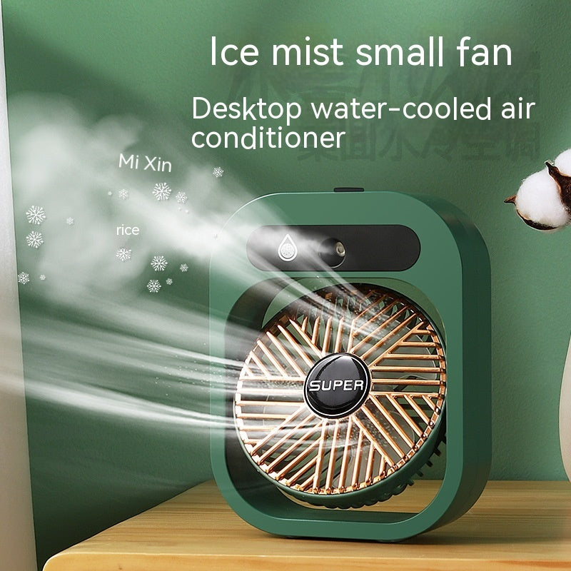 Mystore USB rechargeable misting fan with a sleek design and water mist feature for cooling