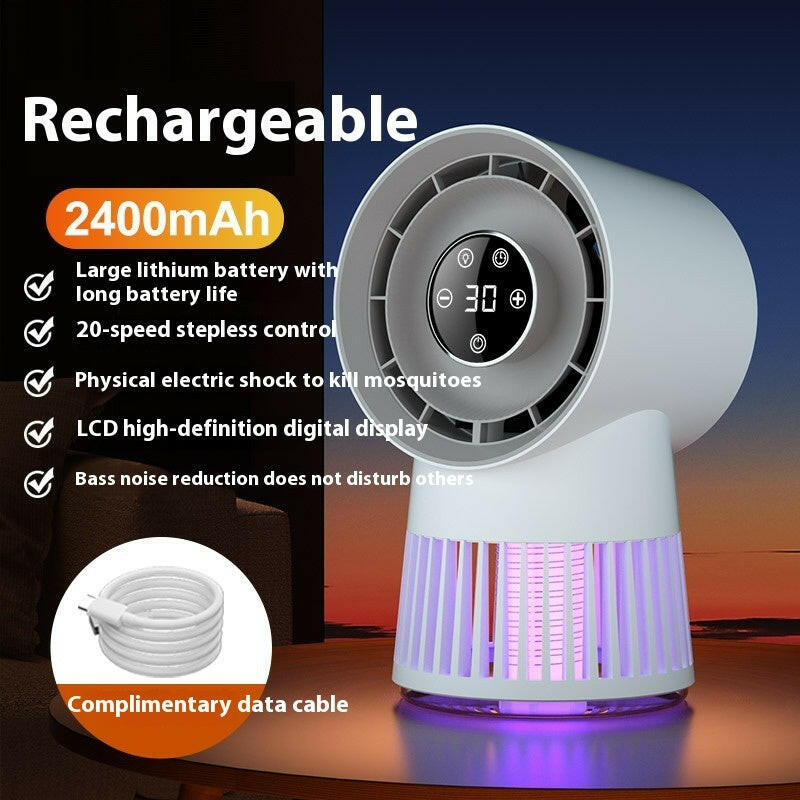 USB rechargeable mosquito killer mini desk fan with LED display and long battery life