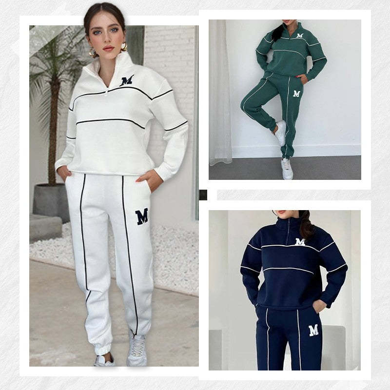 Mystore womens lounge sweatsuit set two piece outfits in white green and navy with no hood