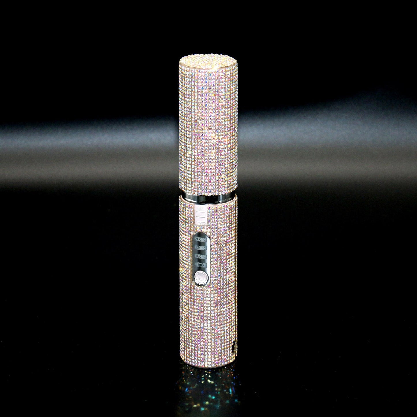 Sparkly 2-in-1 hair curler and straightener with adjustable heat settings for versatile styling
