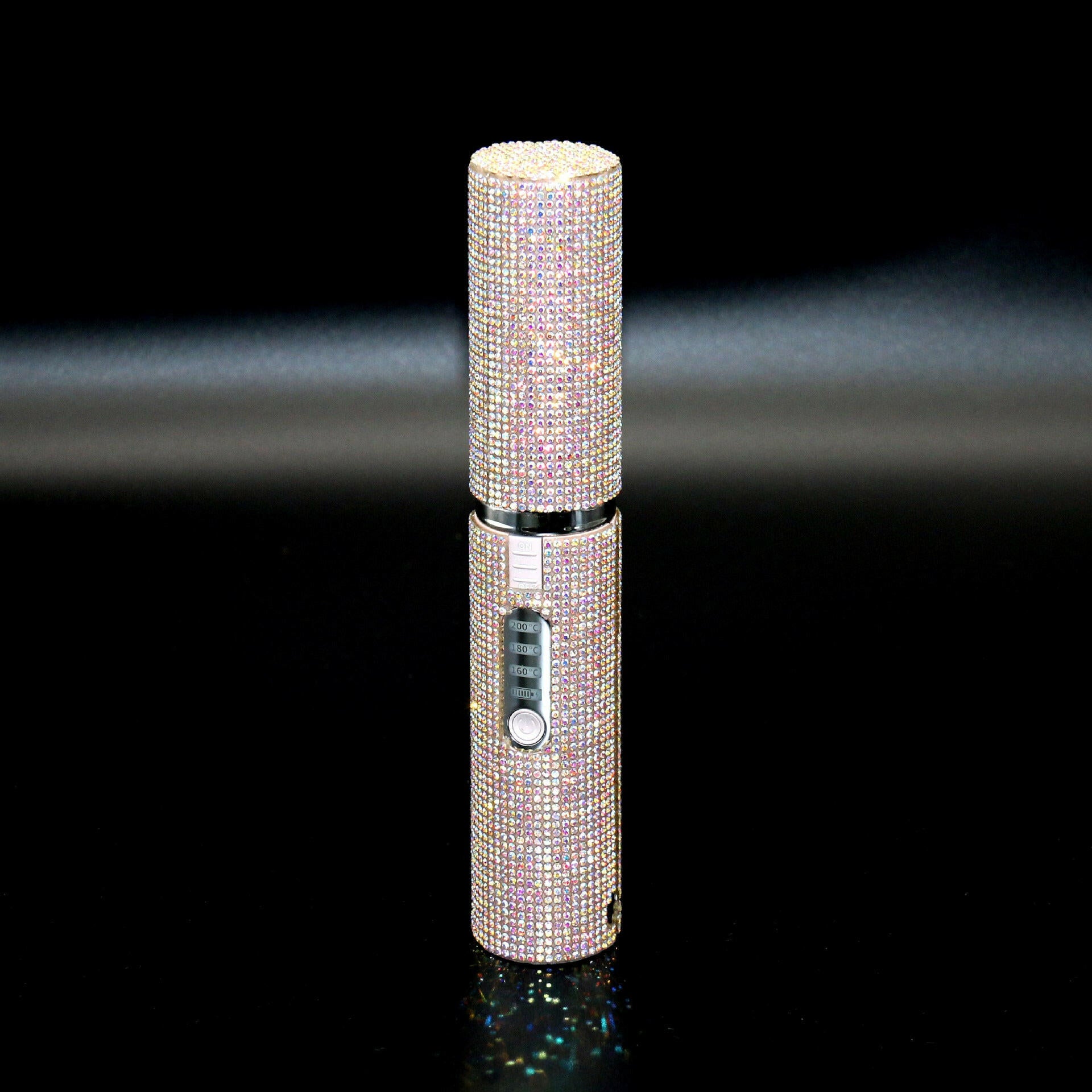 Sparkly 2-in-1 hair curler and straightener with adjustable heat settings for versatile styling