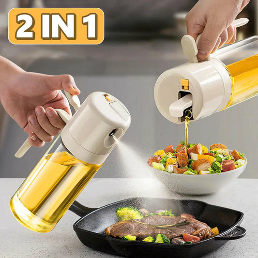 2 In 1 Oil Sprayer Bottle BBQ Cooking Oil Dispenser Olive Oil Pourers Sprayer Kitchen Baking Oil Mister Vinegar Bottle.