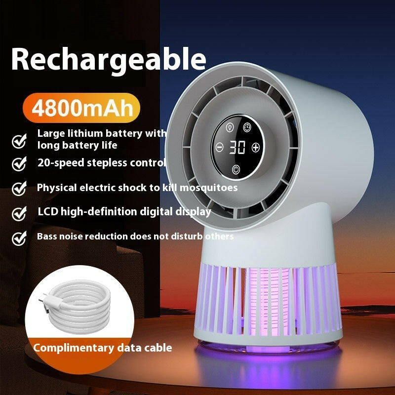 Creative 2-in-1 Mosquito Killing Mini Desk Fan Electric Mosquito Killer USB Rechargeable Fan Night Lamp Home And Outdoor Supplies.