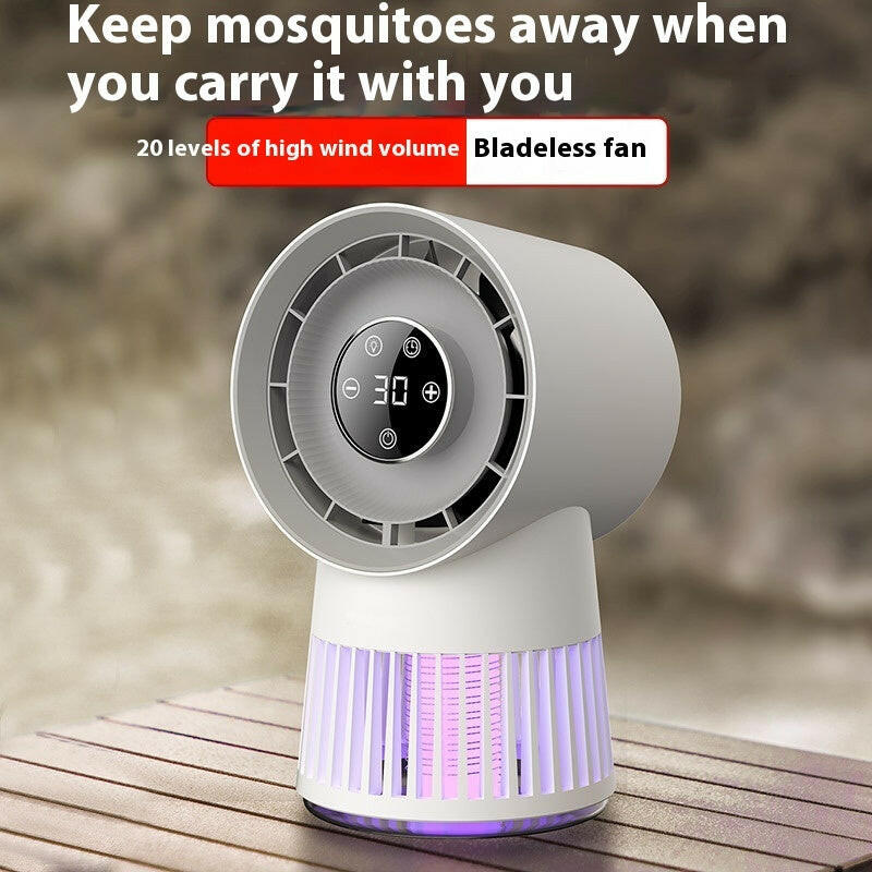 Creative 2-in-1 Mosquito Killing Mini Desk Fan Electric Mosquito Killer USB Rechargeable Fan Night Lamp Home And Outdoor Supplies.