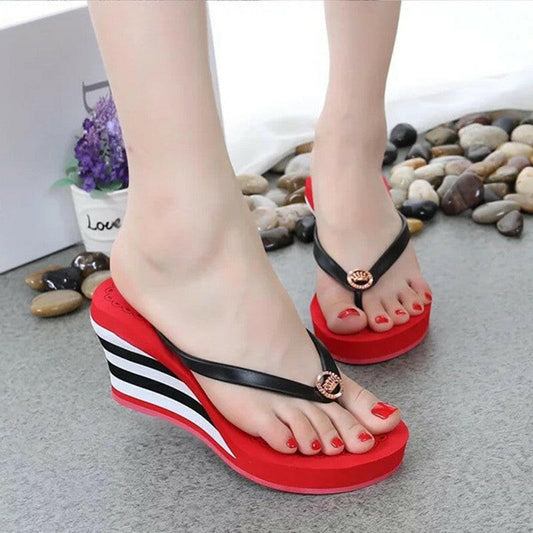 Women's High Heel Slippers Wedge Platform Fashion.