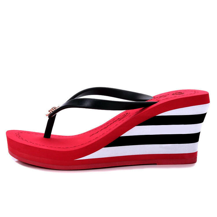 Women's High Heel Slippers Wedge Platform Fashion.