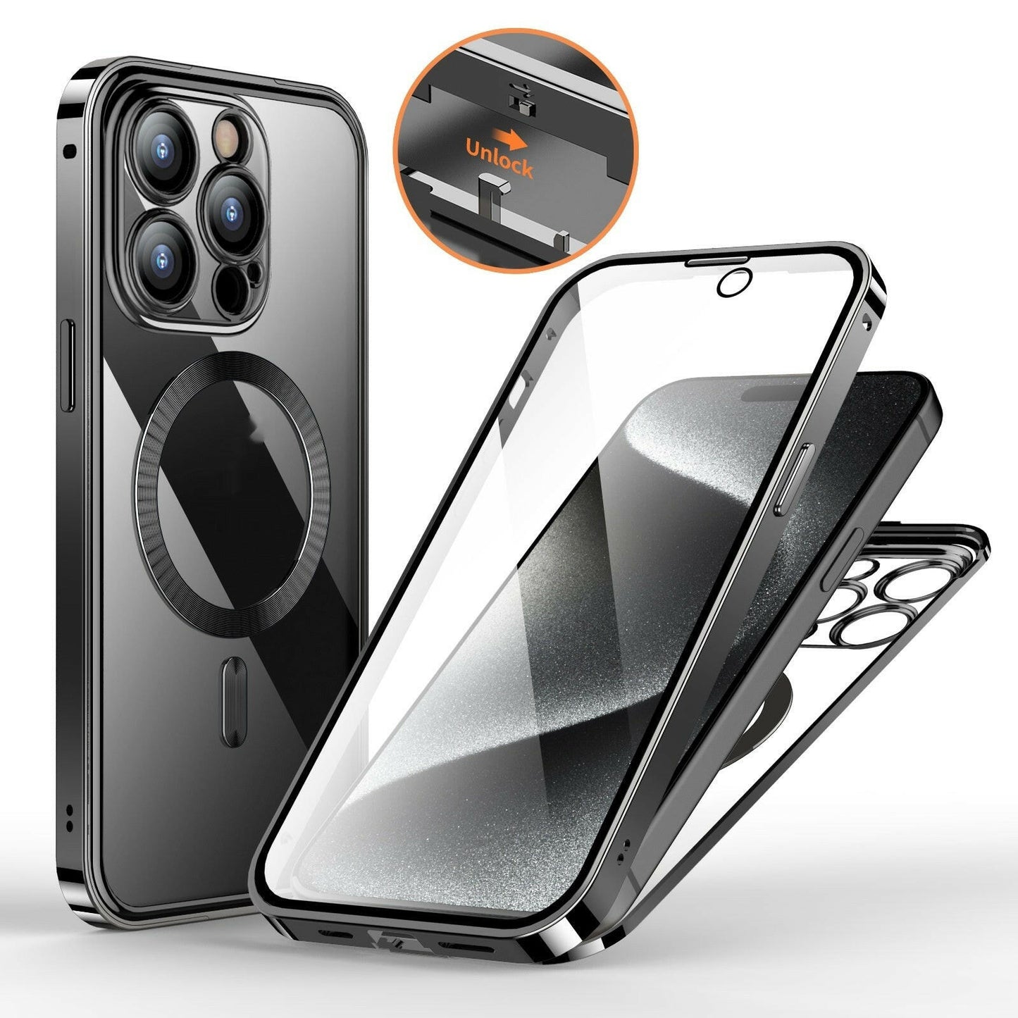 Mystore anti-privacy phone case in sleek design with clear back and precise cutouts for easy access