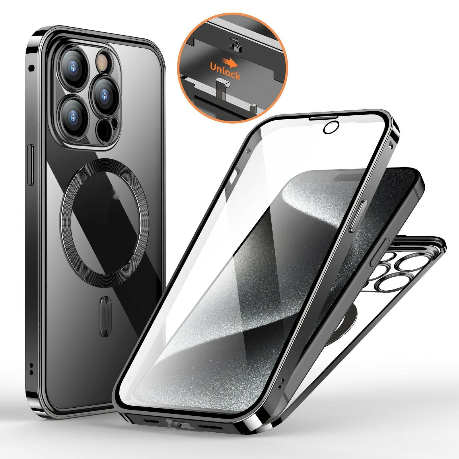 Mystore anti-privacy phone case in sleek design with clear back and precise cutouts for easy access
