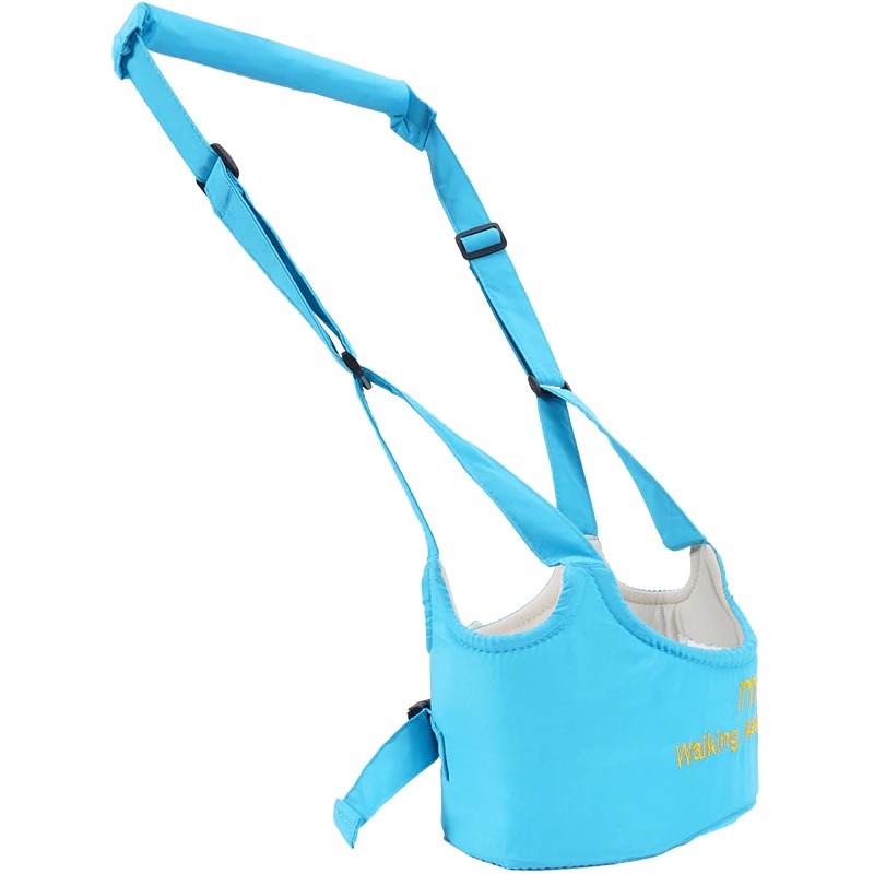 Mystore baby walking assistant in blue, designed for helping infants learn to walk safely