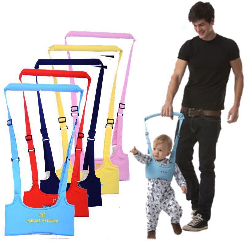 Mystore baby walking assistant in various colors, helping toddlers learn to walk safely with adult support