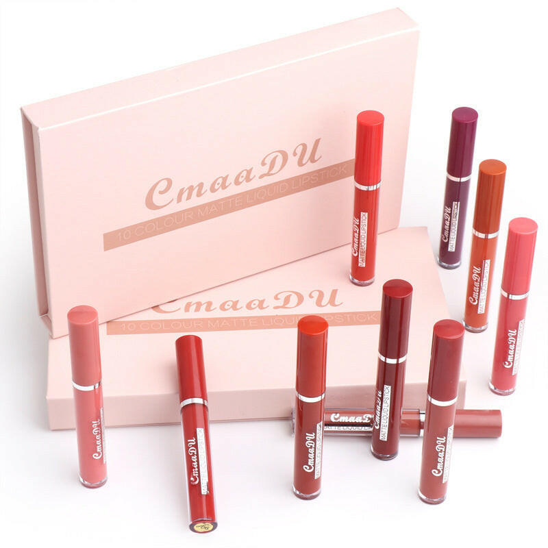 Mystore durable matte lip color set featuring ten vibrant shades in stylish packaging