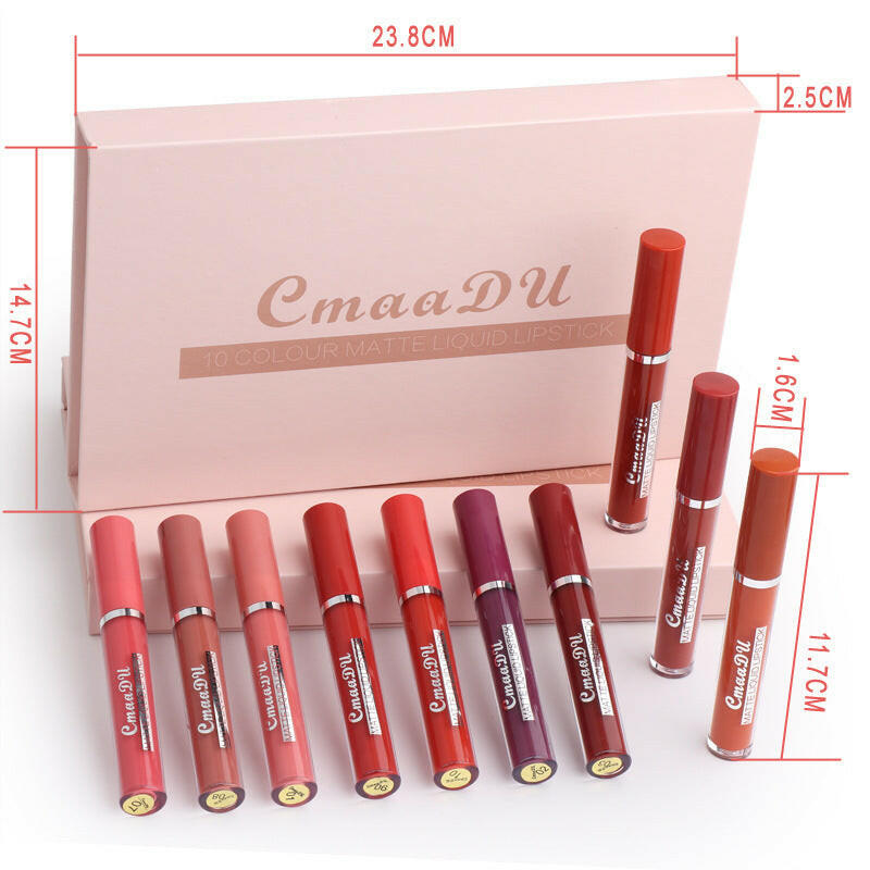 Set of 10 durable matte lip color lipsticks in various shades from Mystore for long-lasting wear