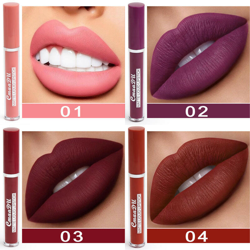 Mystore women's durable matte lip color shades on lips including pink, purple, and burgundy options
