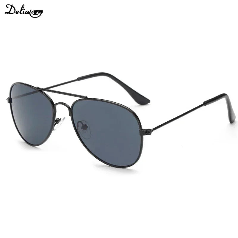 Stylish black aviator sunglasses for kids featuring colorful reflective eyewear for kids