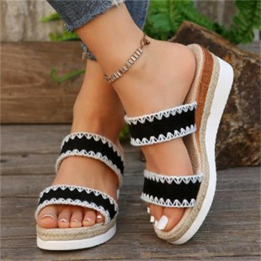 Stylish double strap wedge shoes for women with a comfortable platform and trendy design
