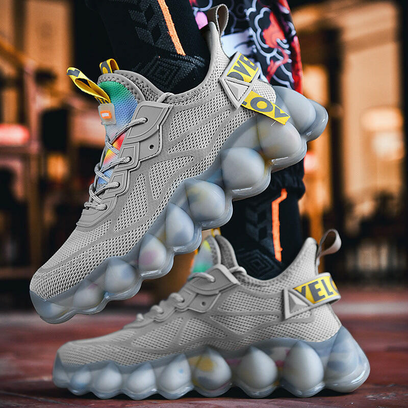 Mystore fashion trend athletic sneakers in gray with bubble sole design for stylish comfort