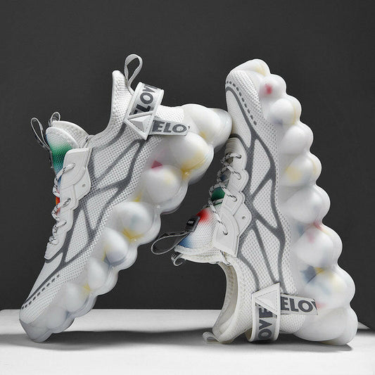 Mystore fashion trend athletic sneakers in white with bubble sole design for a stylish and comfortable look