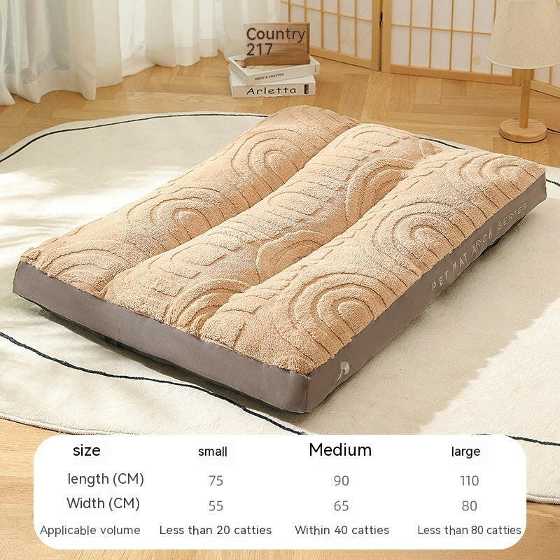 Four seasons pet bed in soft beige design, ideal for all pets with varying sizes and comfort needs