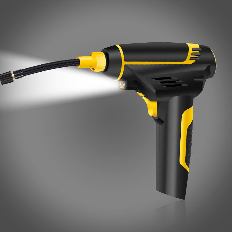 Portable car air compressor with built-in LED light for easy tire inflation