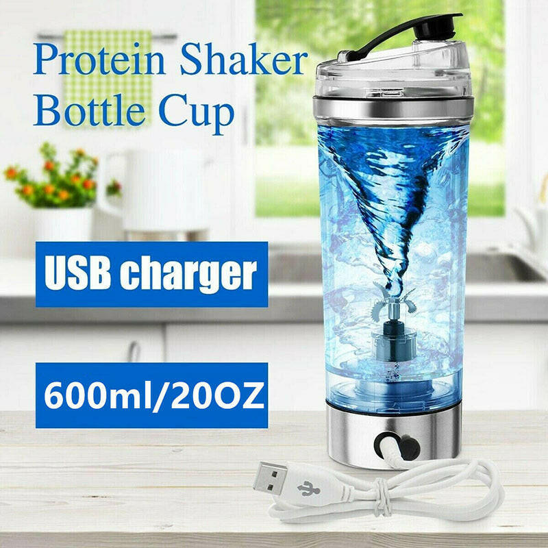 USB electric shaker bottle with 600ml capacity, perfect for protein shakes and smoothies