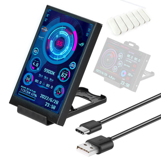 Mystore USB secondary screen monitor in sleek design, suitable for dual display setup with stand and USB cable
